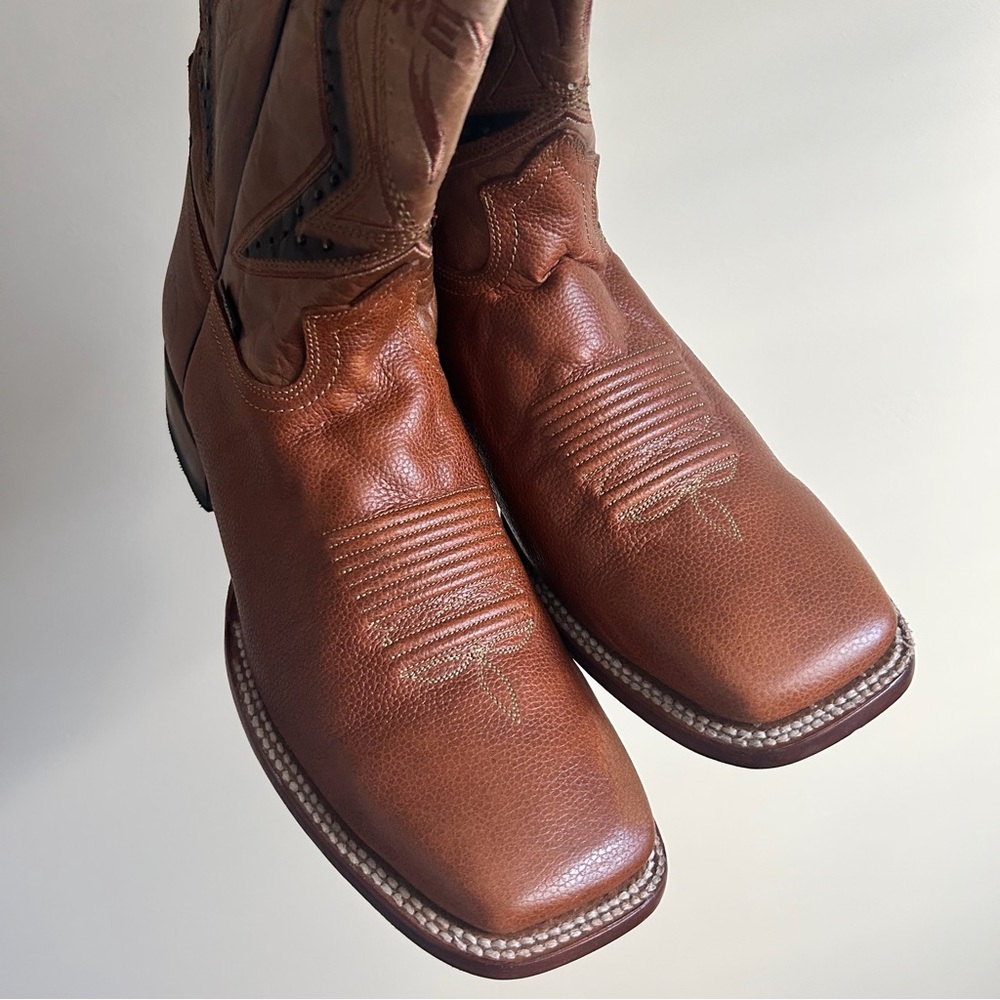 Classic Brown Leather Cowboy Boots